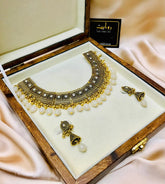 Oxidized Necklace-37 Golden (White)